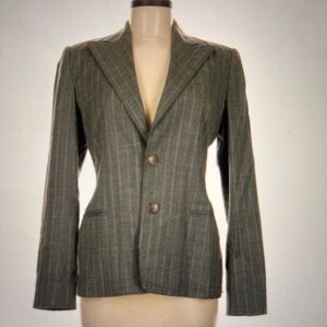 Ralph Lauren Black Label MADE IN USA. Gray Pinstripe Blazer with Notched Lapels